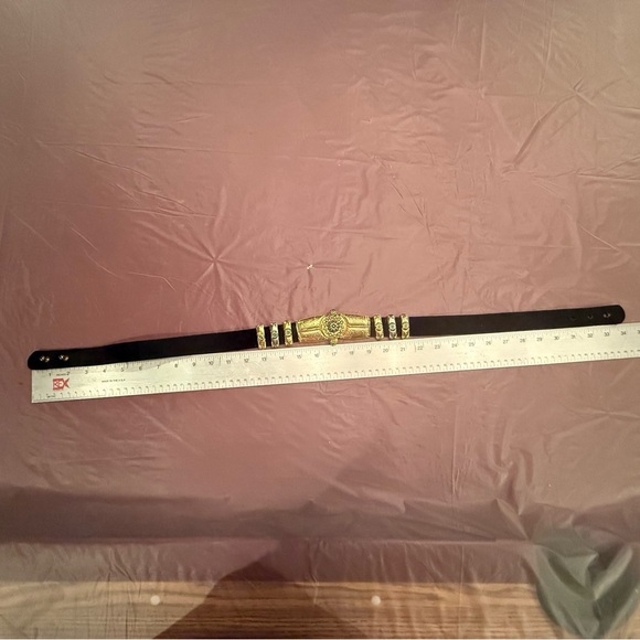 Doncaster Black Suede Leather 1” Belt w/ Gold/Silver Hardware Size Medium $198 - Picture 5 of 9